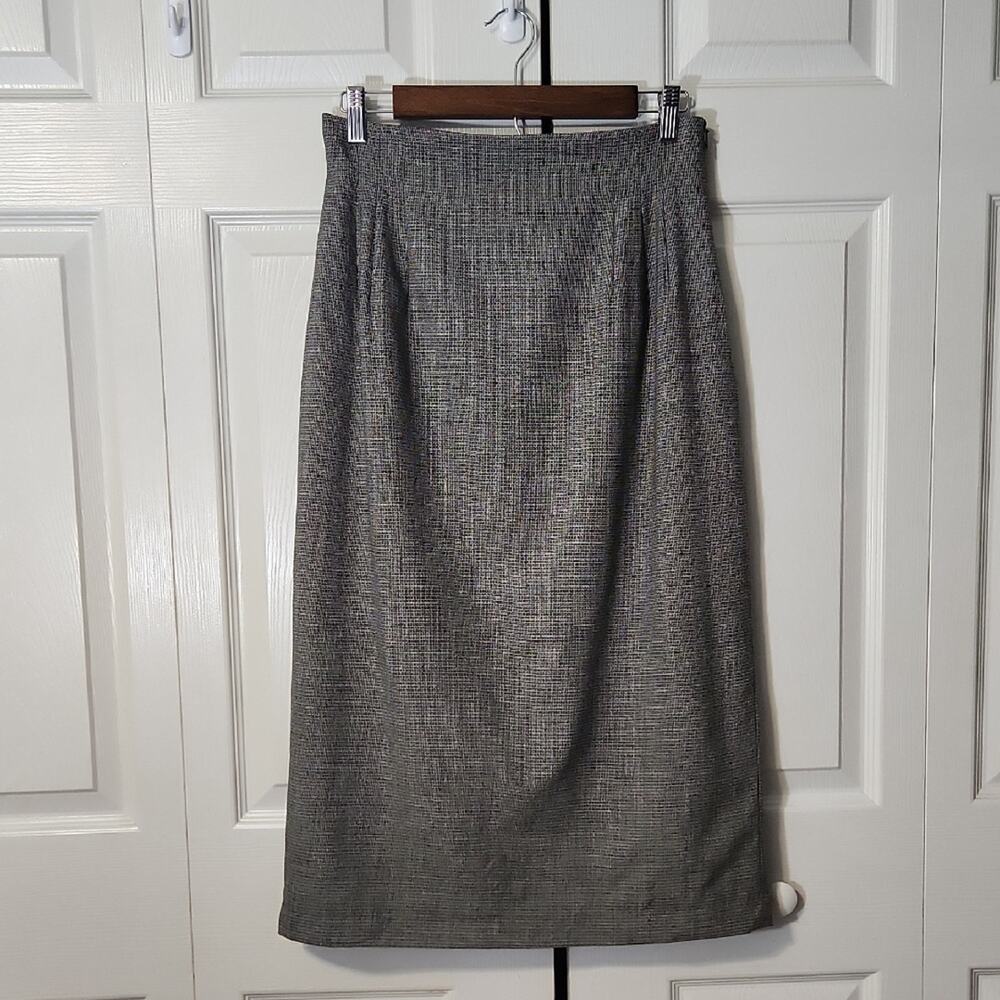 Vintage Harve Bernard Gray & Black Skirt Size SM/4 Pleated Side‎ Zip Academia